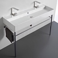 Double Trough Console Sink, 48 inch, Modern